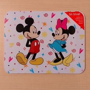Mickey Minnie Mouse Metal Tin Cork Trivet Hot Plate